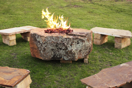 One Ton Oklahoma Moss Boulder With Fire Pit | Tyler ...